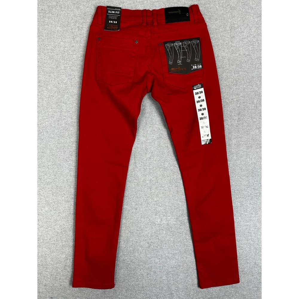 NWT Copper Rivet Jeans Mens 30x30 Red Slim Fit Streetwear
